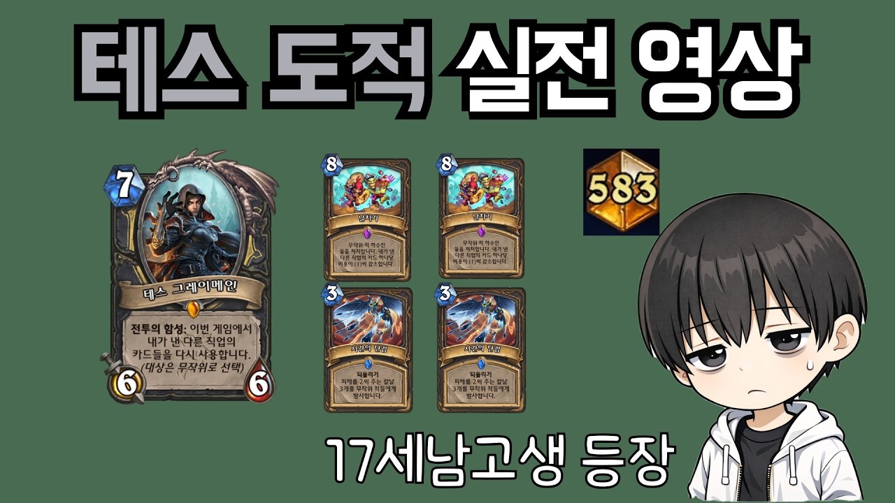 [하스스톤] 테스 그레이메인 영변도적 플레이해봤습니다... 17세남고생 이 사람 자기가 올린 가이드대로 게임하고있는거 맞아!?!?