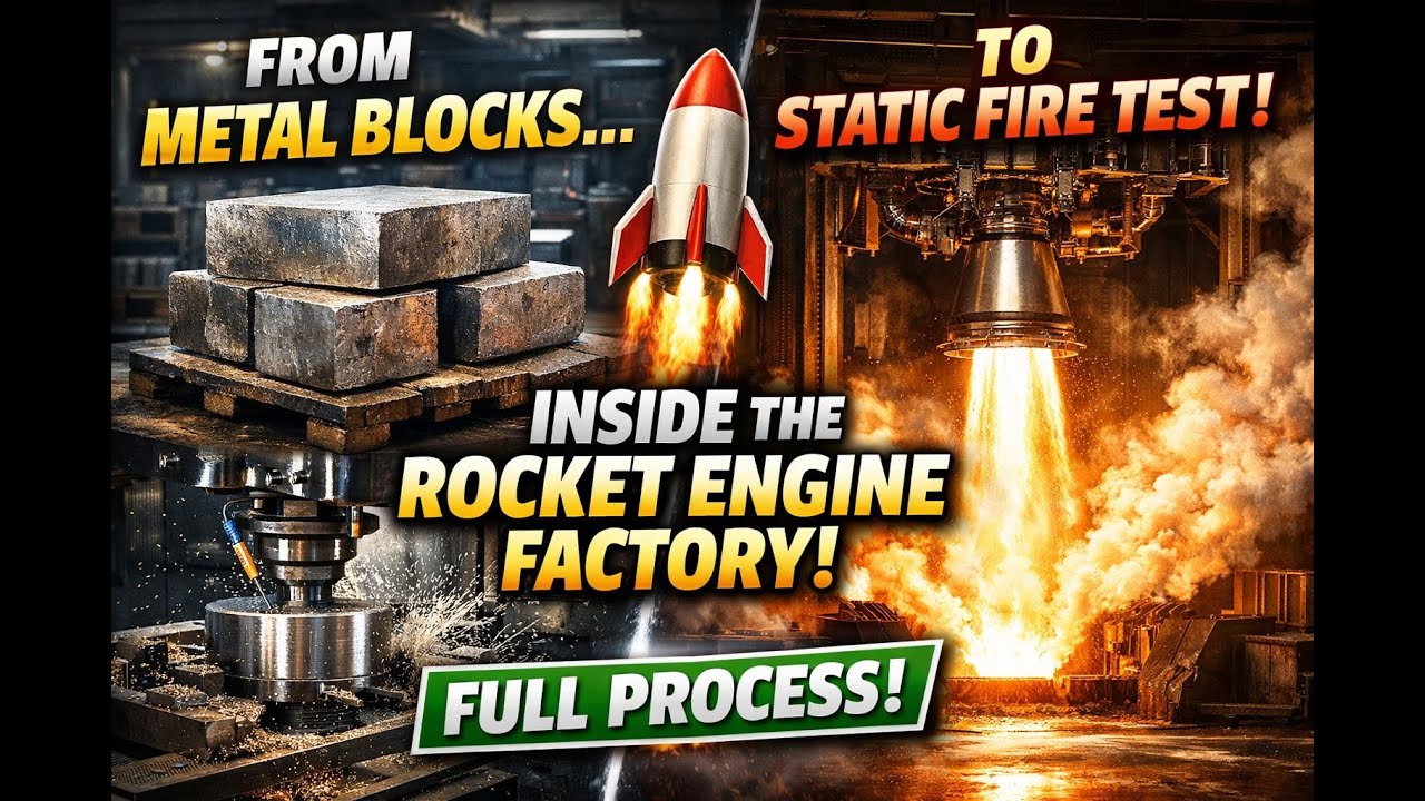 Inside the Rocket Engine Factory: From Metal Blocks to Static Fire Test! 🔥🚀 (Full Process)