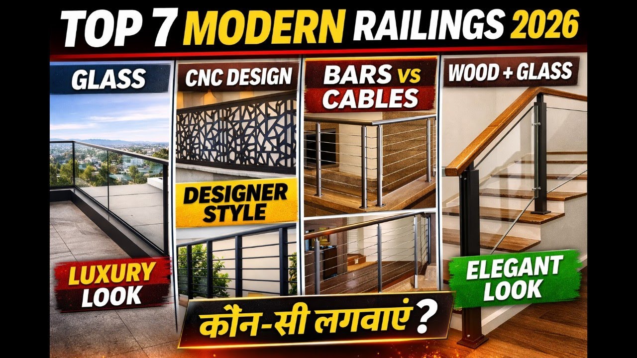 Top 7 Modern Railing Designs 2026 🔥 Glass vs CNC vs Bars vs Cable | Latest Balcony & Staircase Trend