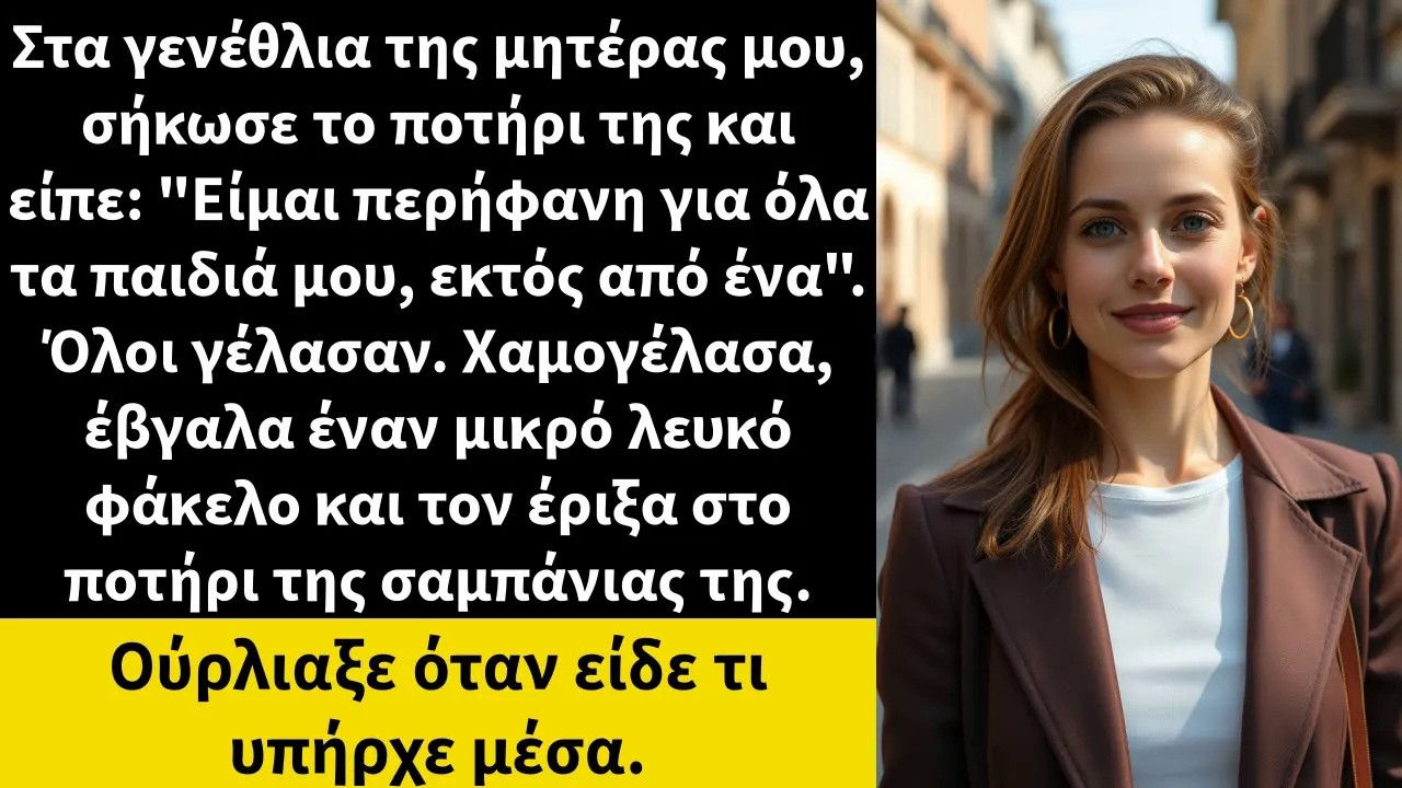 Στα γενέθλια της μητέρας μου, σήκωσε το ποτήρι της και είπε Είμαι περήφανη για όλα τα παιδιά μου