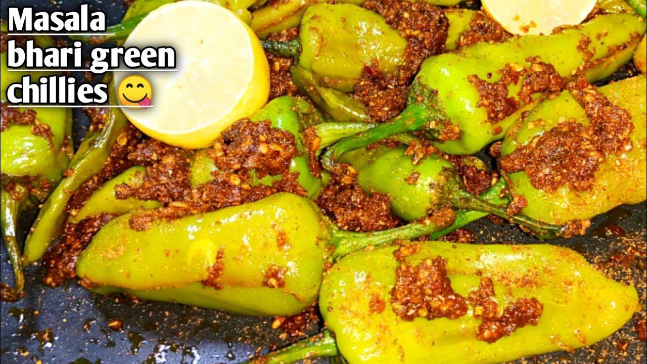 stuffed green chillies/mirch fry green/chilli fry/mirch fry recipe