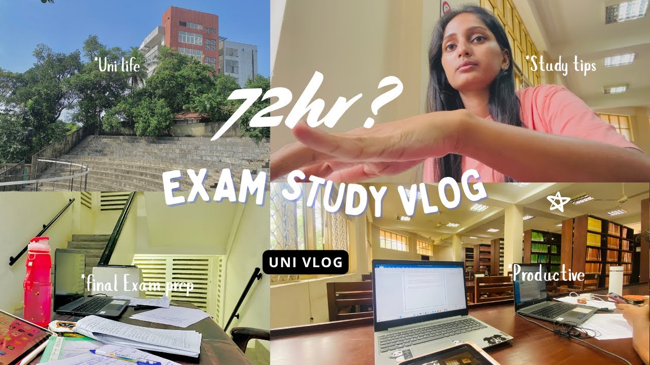 STUDY VLOG:72 Hours Before my EXAM😰දවස් 3න් exam ගොඩ, Uni finals, library days, VERY PRODUCTIVE days