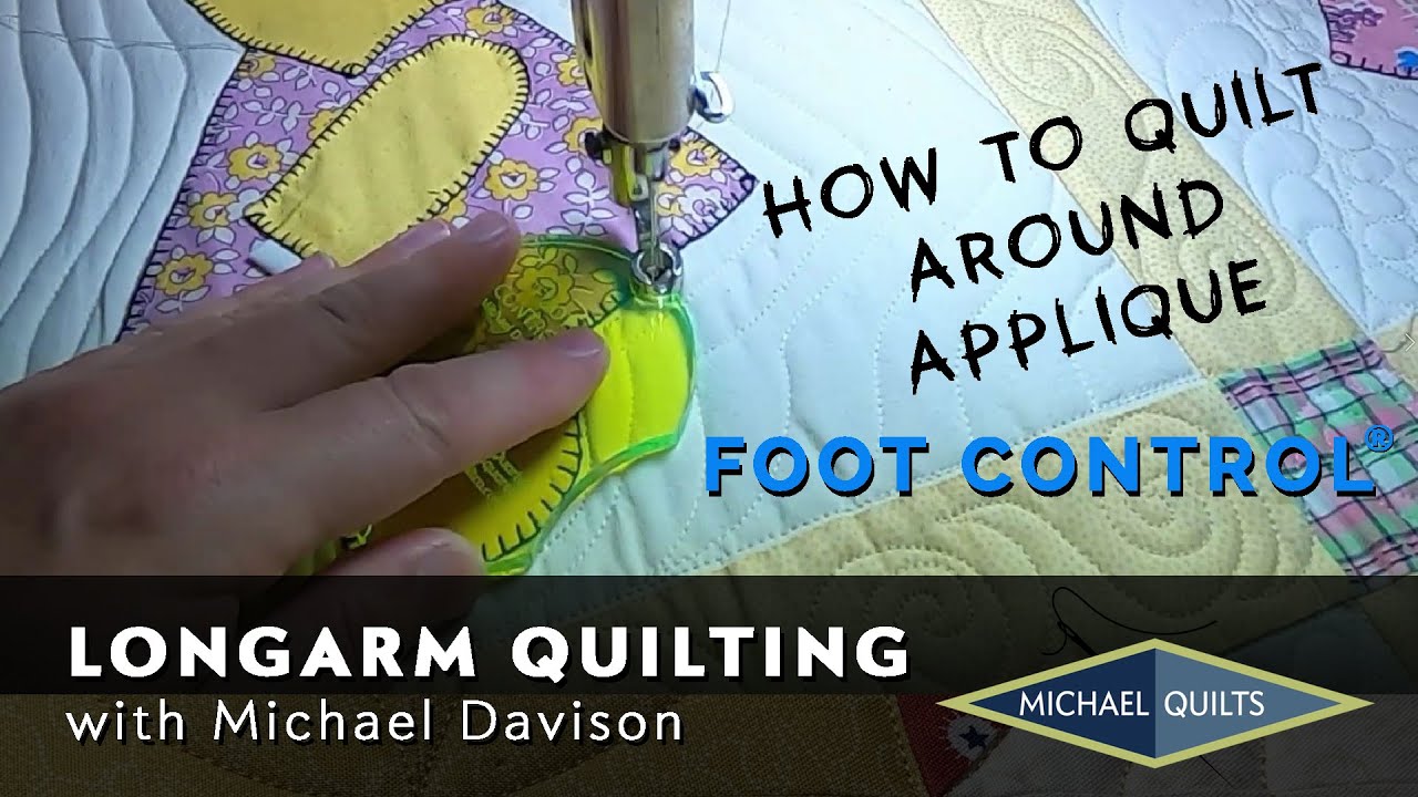 LONGARM CUSTOM MACHINE QUILTING AROUND APPLIQUE