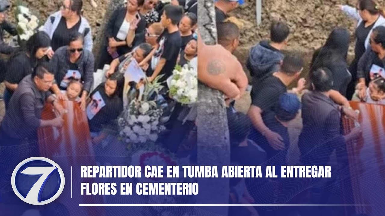 Repartidor cae en tumba abierta al entregar flores en cementerio