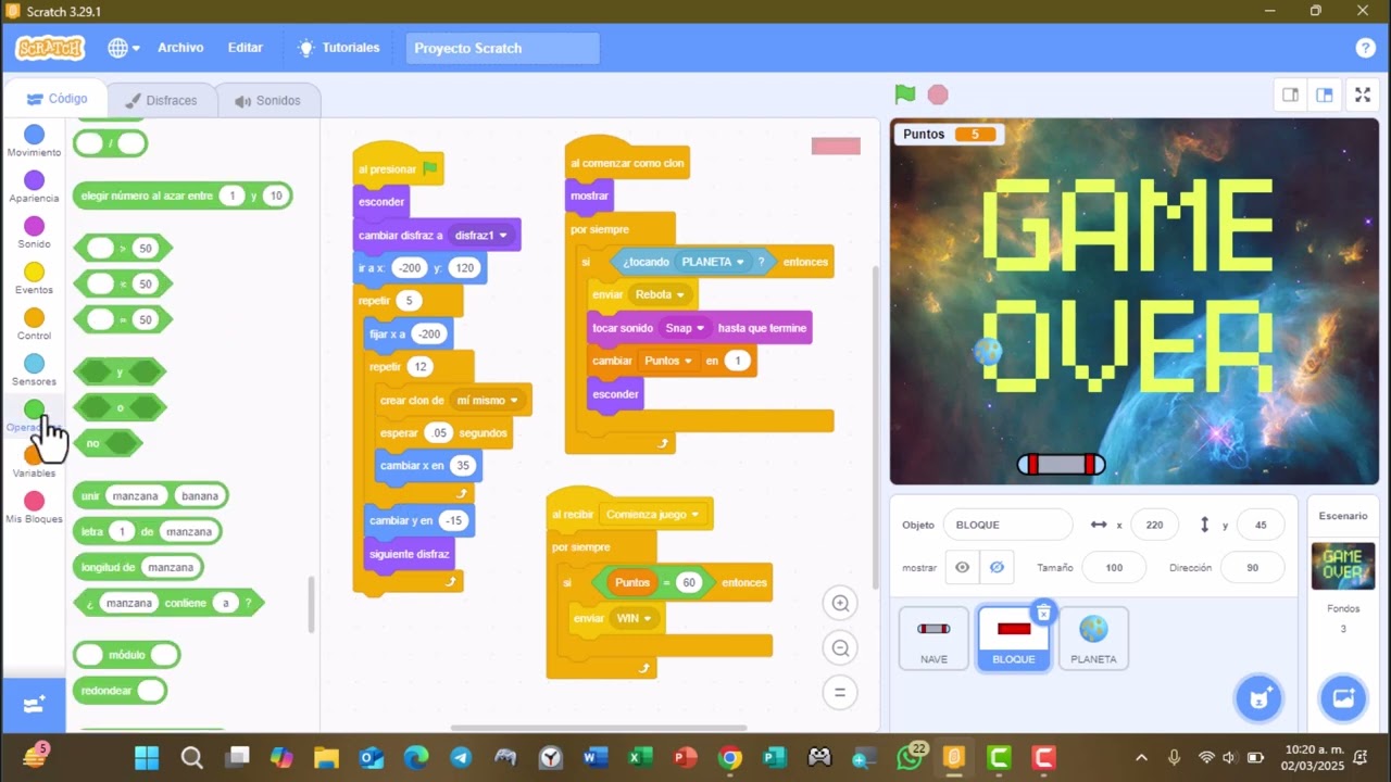 Arkanoid en Scratch