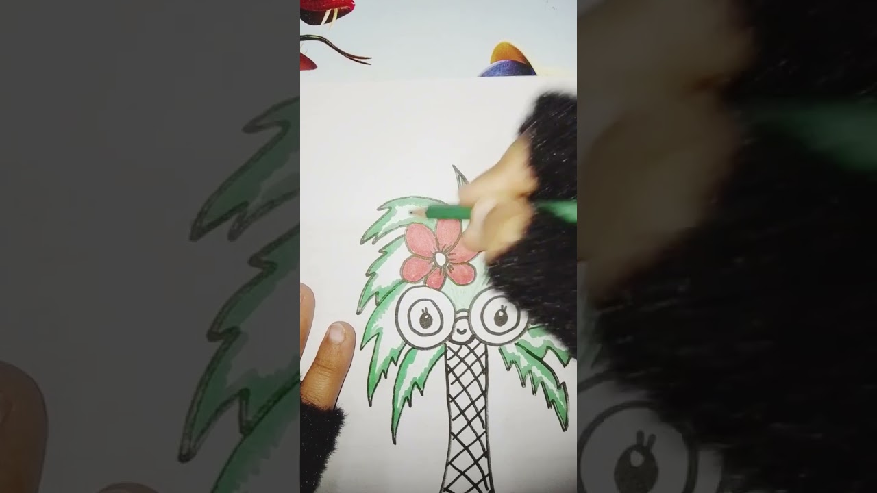Cute coconut tree drawing 