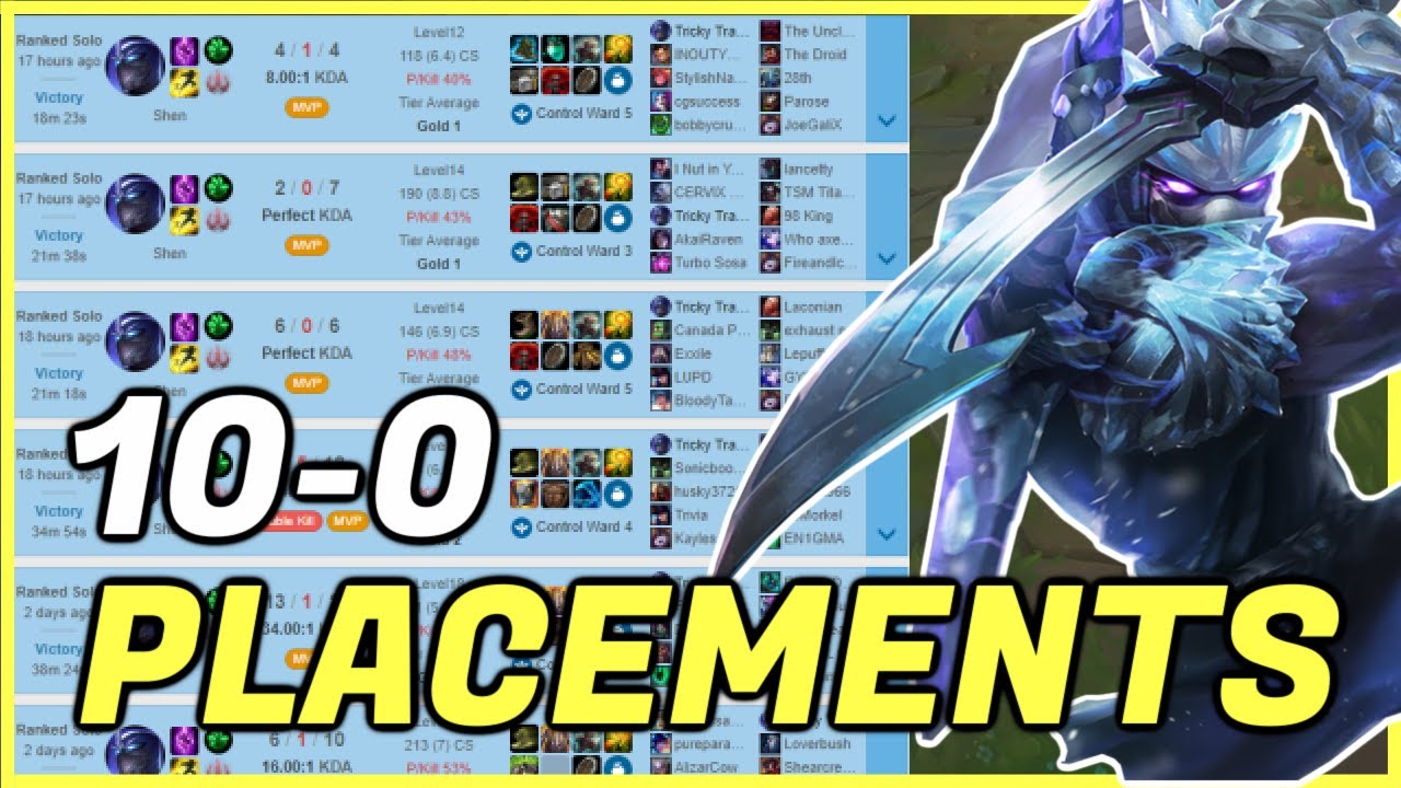 10-0 Placements!? Shen Top Lane vs Ornn - League of Legends