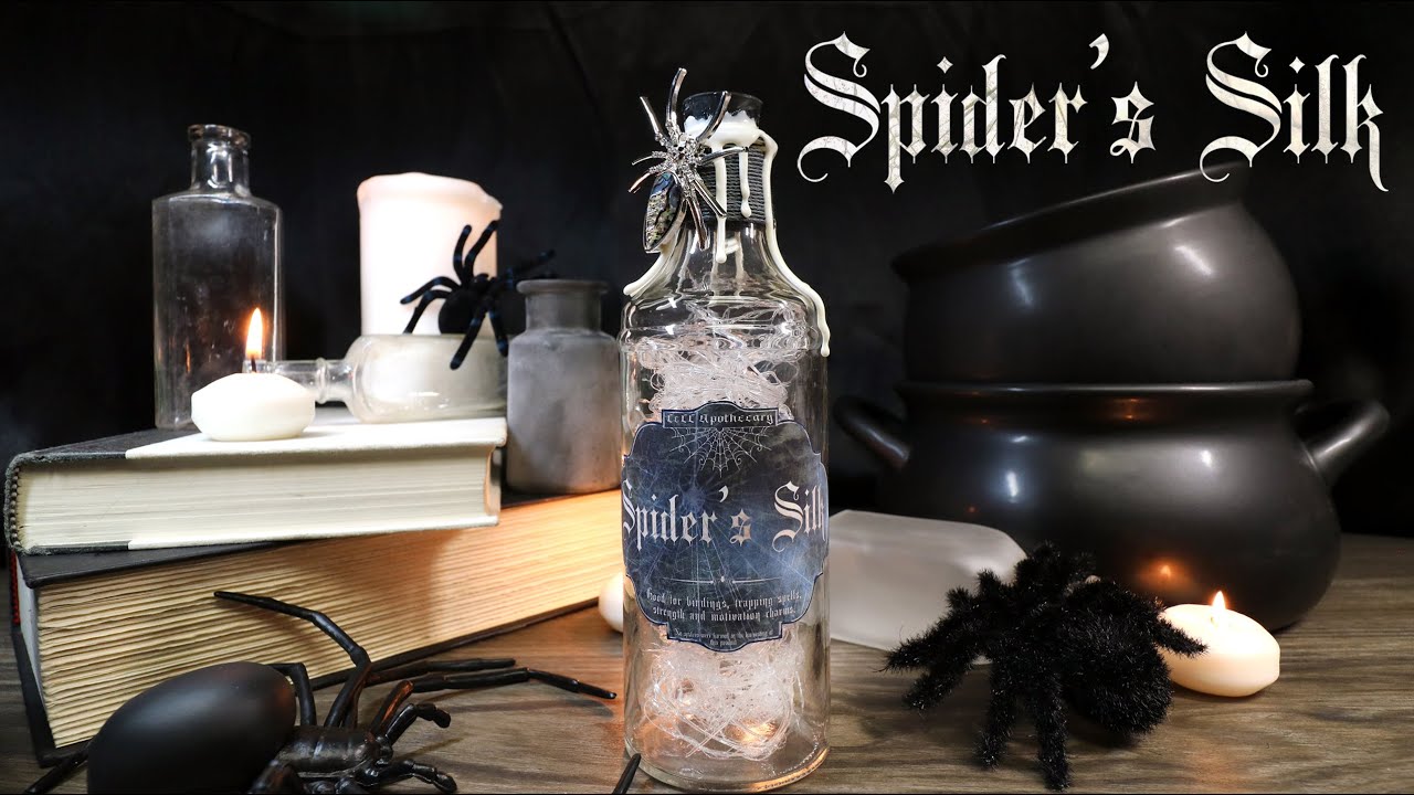 Spider's Silk : Halloween Potion Bottle : Potion Prop Bottle : DIY Spiders Web : Aragog Harry Potter