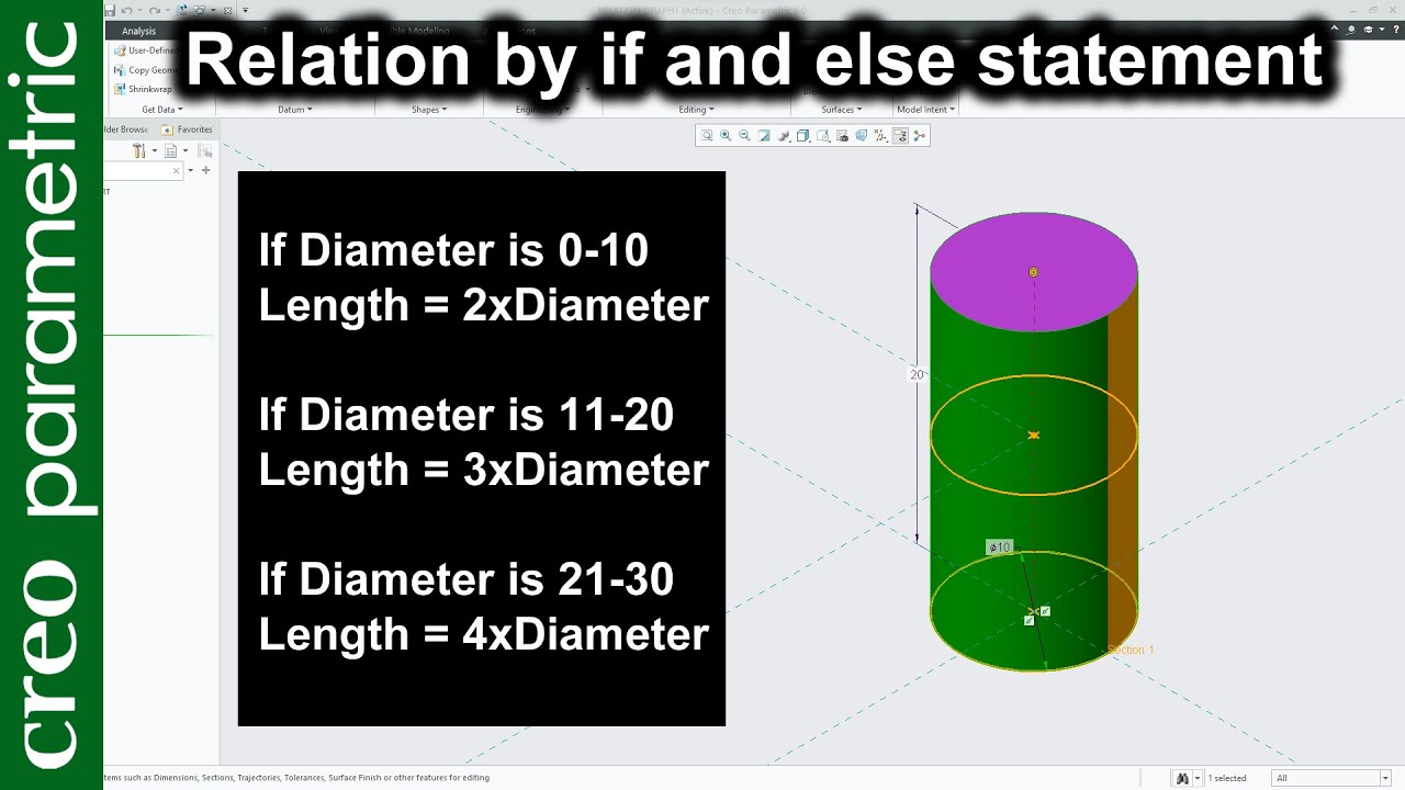 Relation by if and else statement in Creo Parametric | Advance Relation
