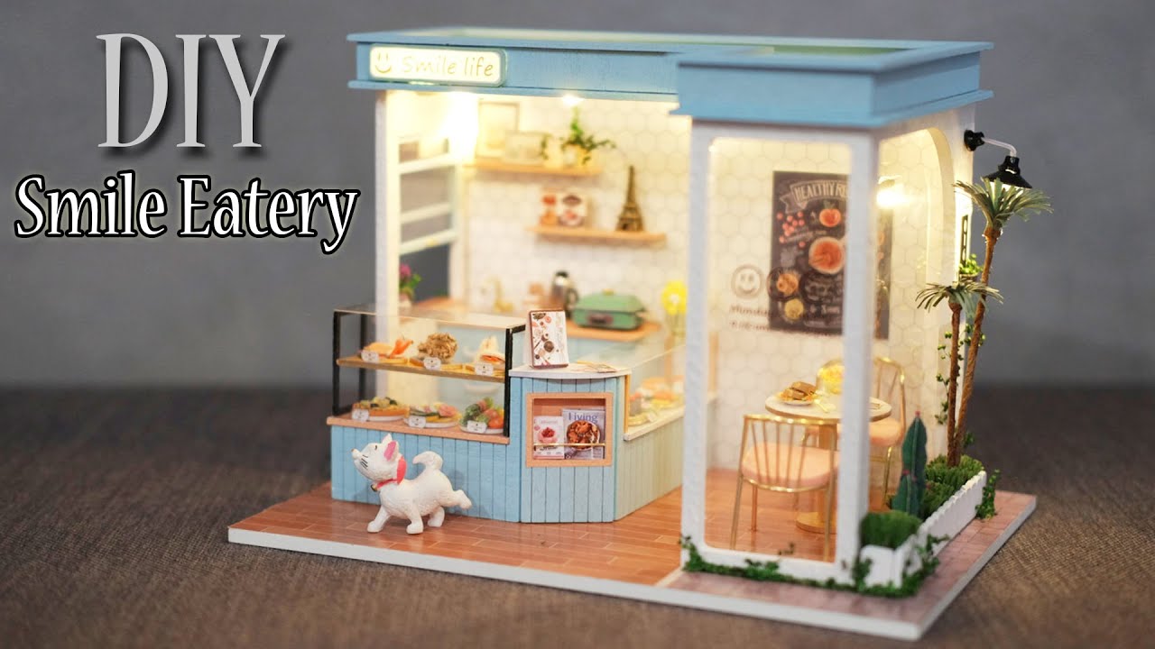 DIY Miniature Dollhouse Kit || Smile Eatery - Mini Restaurant - Relaxing Satisfying Video