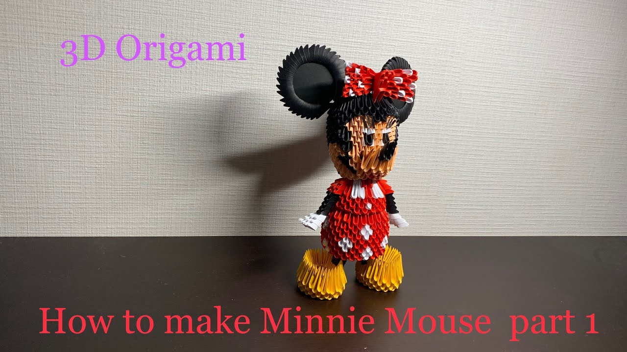How to make 3d origami Minnie Mouse part 1