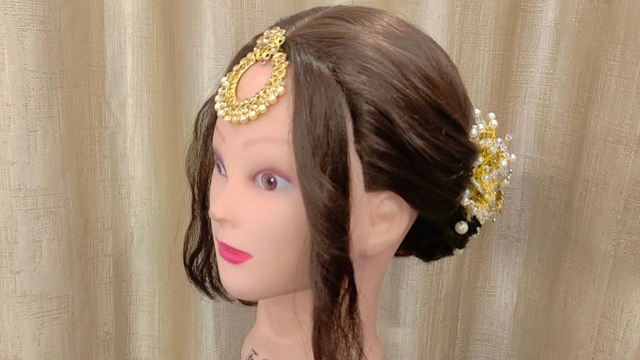 STYLISH WEDDING BUN HAIRSTYLE 💞💞##hairstyle #bunhairstyle #viral #video 