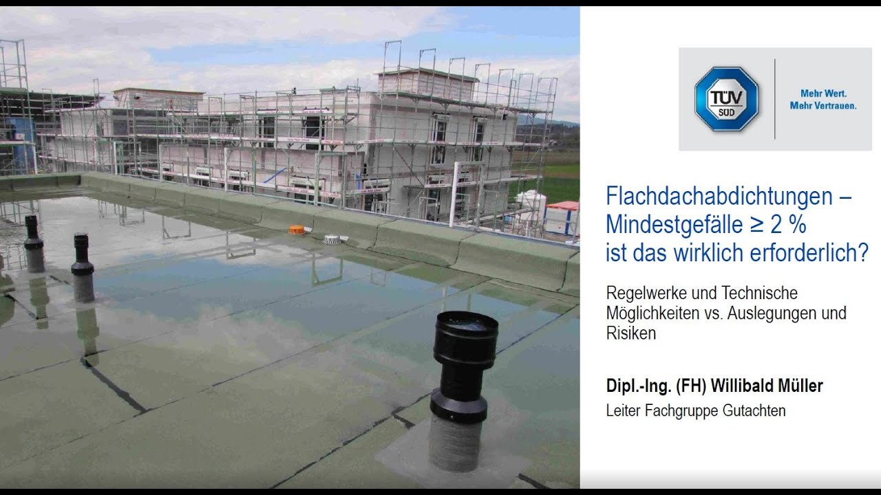 Flachdachabdichtungen –Mindestgefälle ≥ 2 % ist das wirklich erforderlich?