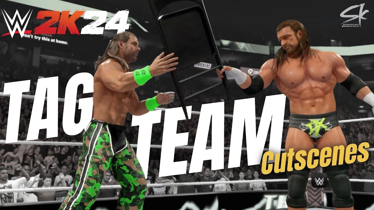 WWE 2k24 Top 10 Tag Team Universe Mode Cutscenes (+DX, Bloodline and more CAWs to download)