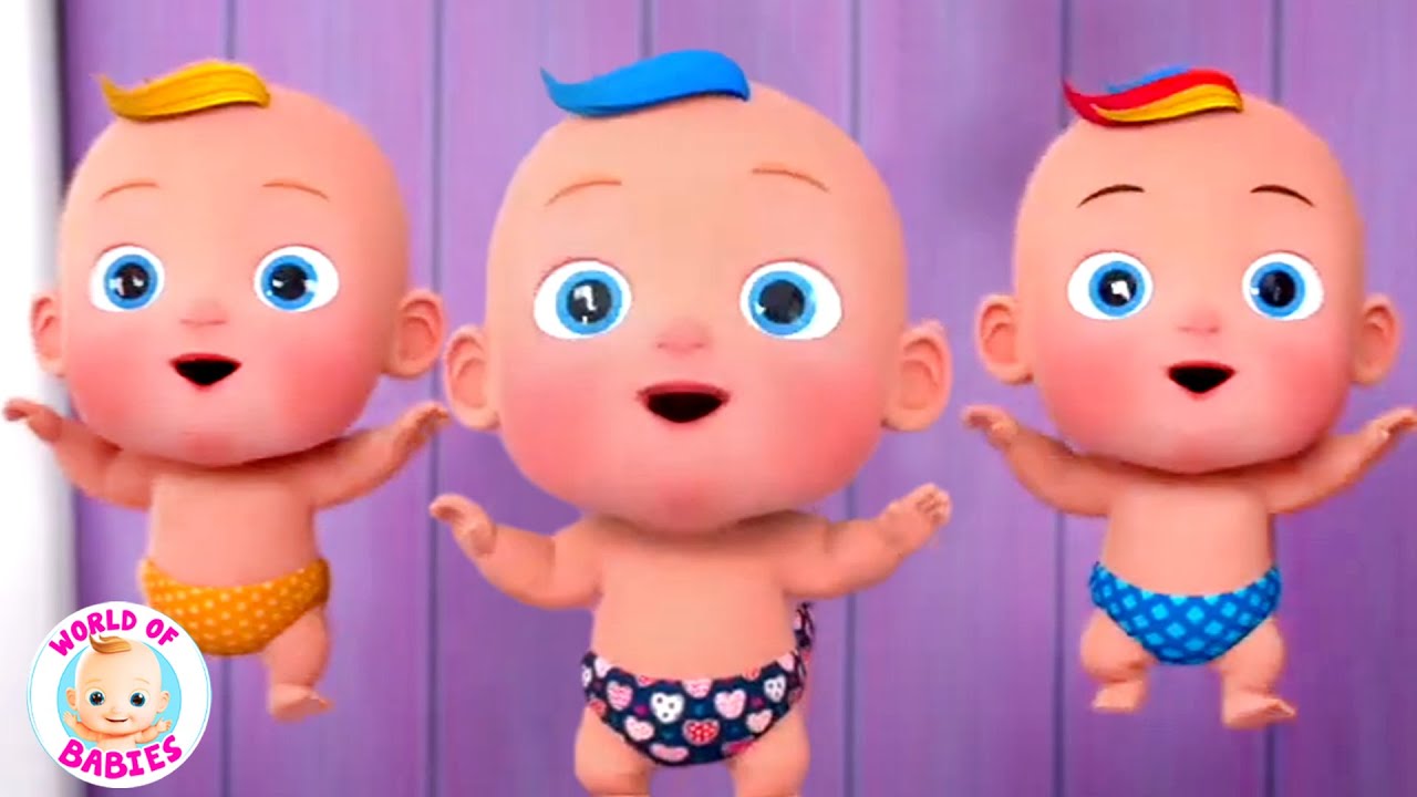 Five Little Babies Jumping On The Bed, Nursery Rhyme and Kids Song
