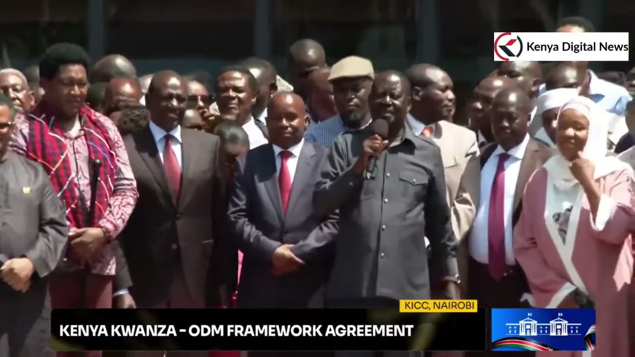 Raila Odinga addresses cheerful crowd outside KICC after signing MOU with Ruto!!