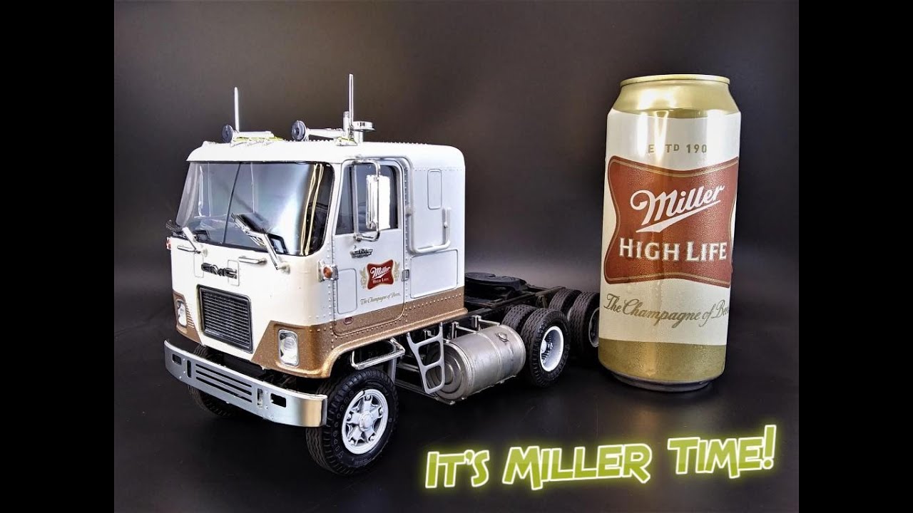 GMC ASTRO 95 SEMI TRACTOR MILLER HIGH LIFE 1/25 SCALE MODEL KIT BUILD REVIEW WEATHERING AMT 1230