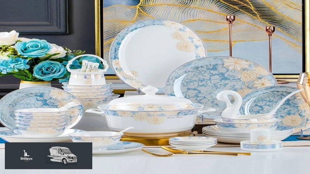 60 Piece Europe Bone China Tableware Sets Food Bowl Sushi Dishes Ramen