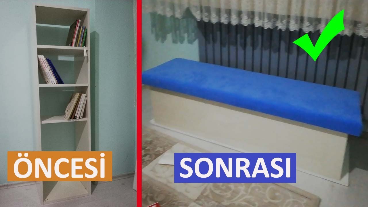 KİTAPLIKTAN SANDIKLI BENCH YAPIMI | EVDE MOBİLYA DEKORASYONU | BOOKCASE DECORATION