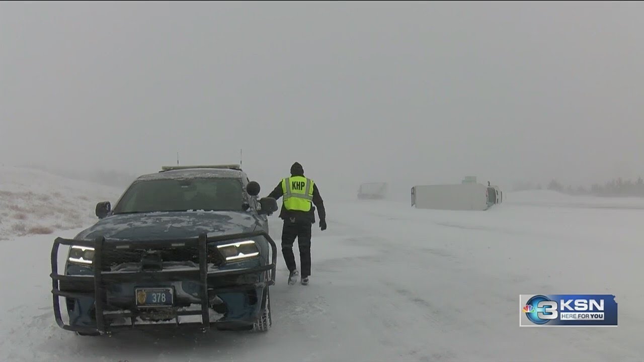 Blizzard conditions impacting travel in Kansas