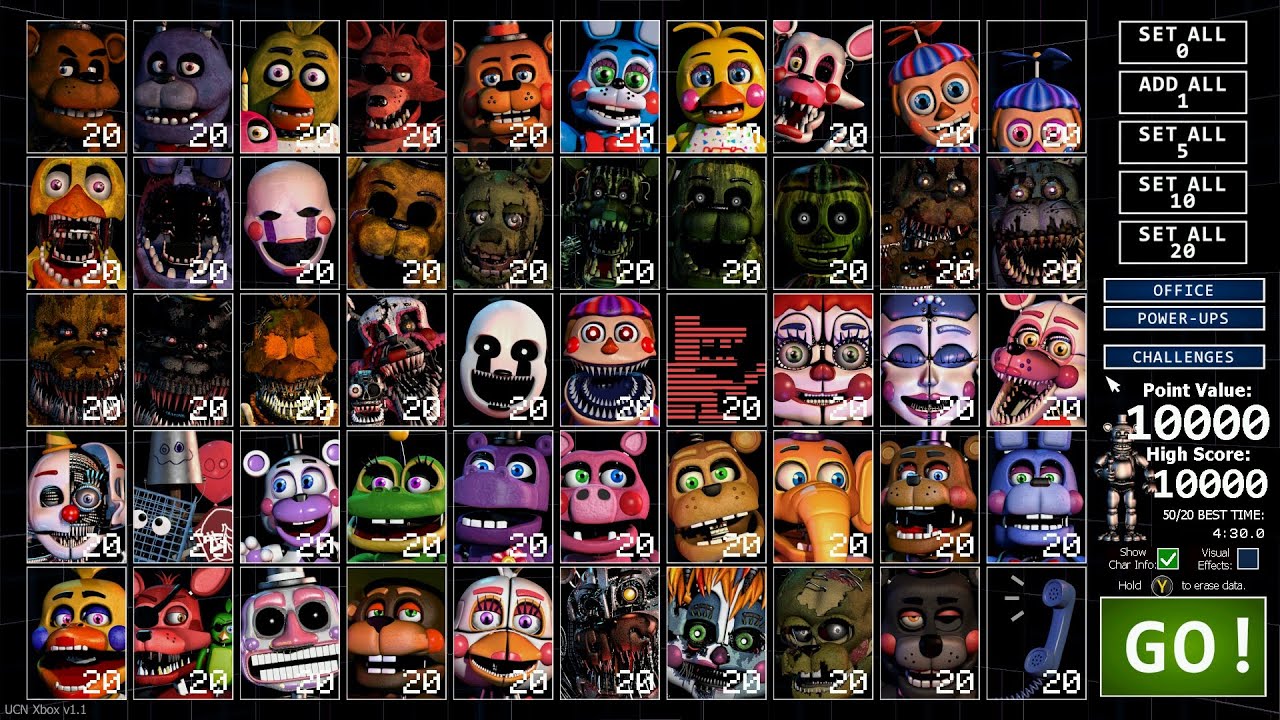 Getting exactly 10000 points in Ultimate Custom Night (with music) + dying at 6AM in 50/20 Mode
