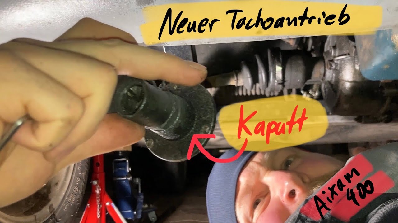 Aixam 400 - Tachoantrieb und Tachowelle einbauen - Neuer Bremslichtschalter - Riemen aus- und Einbau