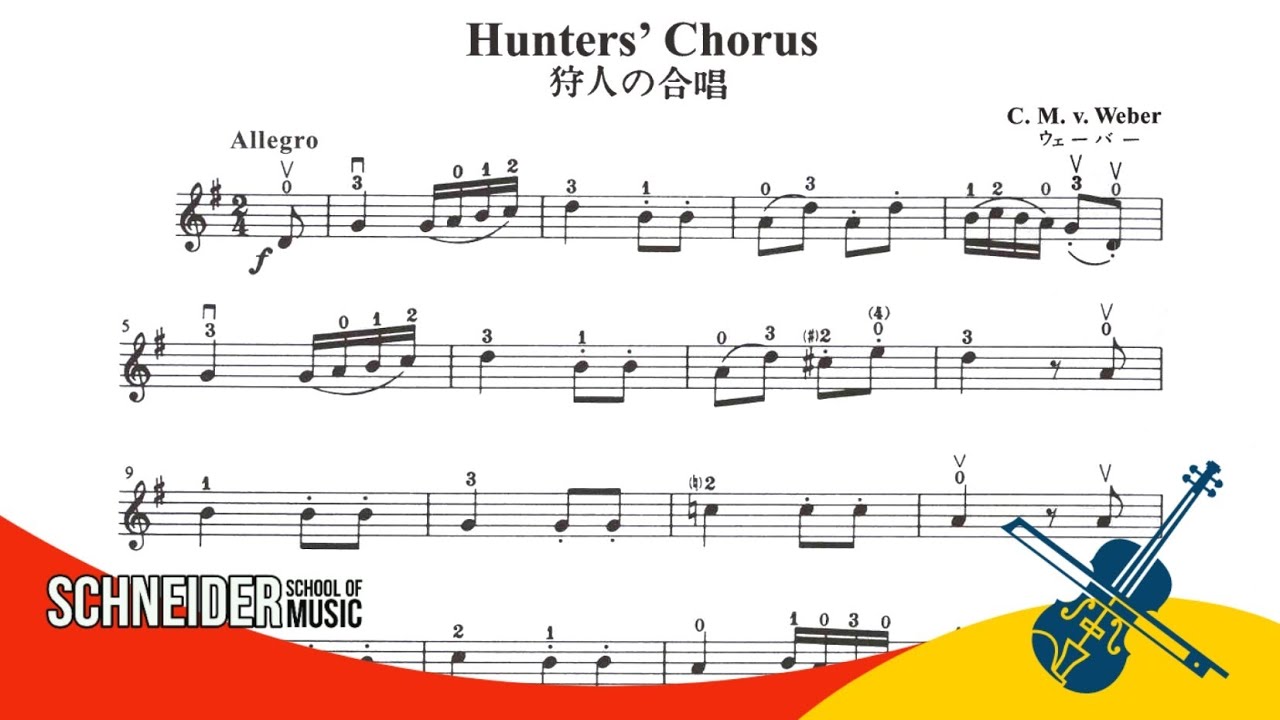 03 - Hunters Chorus,  Weber [ Suzuki Book 2 ] Violin Sheet Music | Partitura para Violino