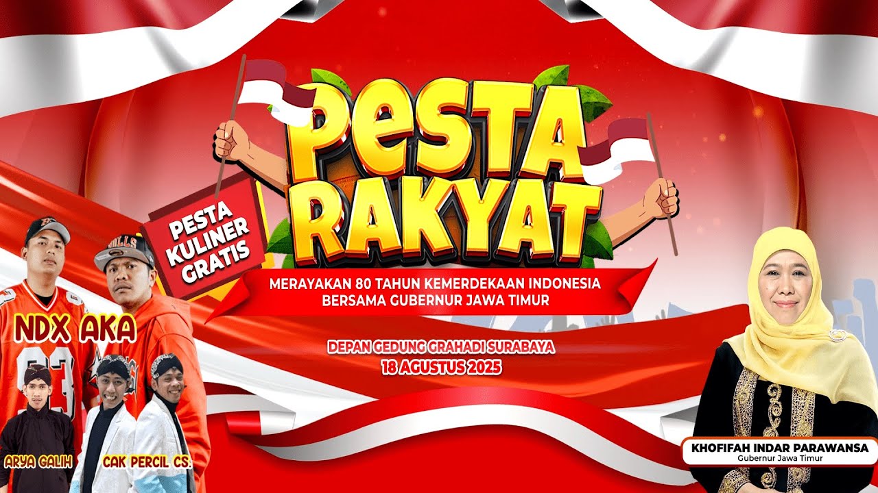 🔴 LIVE PESTA RAKYAT MERAYAKAN 80 TAHUN KEMERDEKAAN REPUBLIK INDONESIA BERSAMA GUBERNUR JATIM