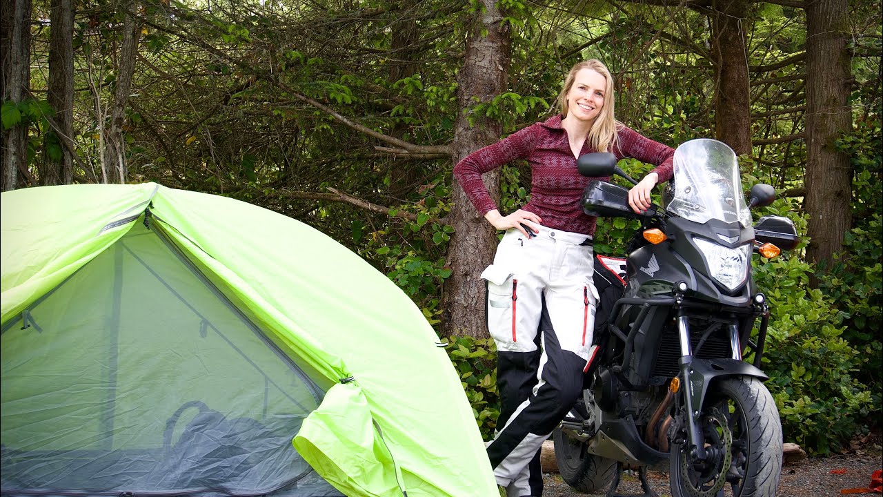 Motorcycle camping on a remote island