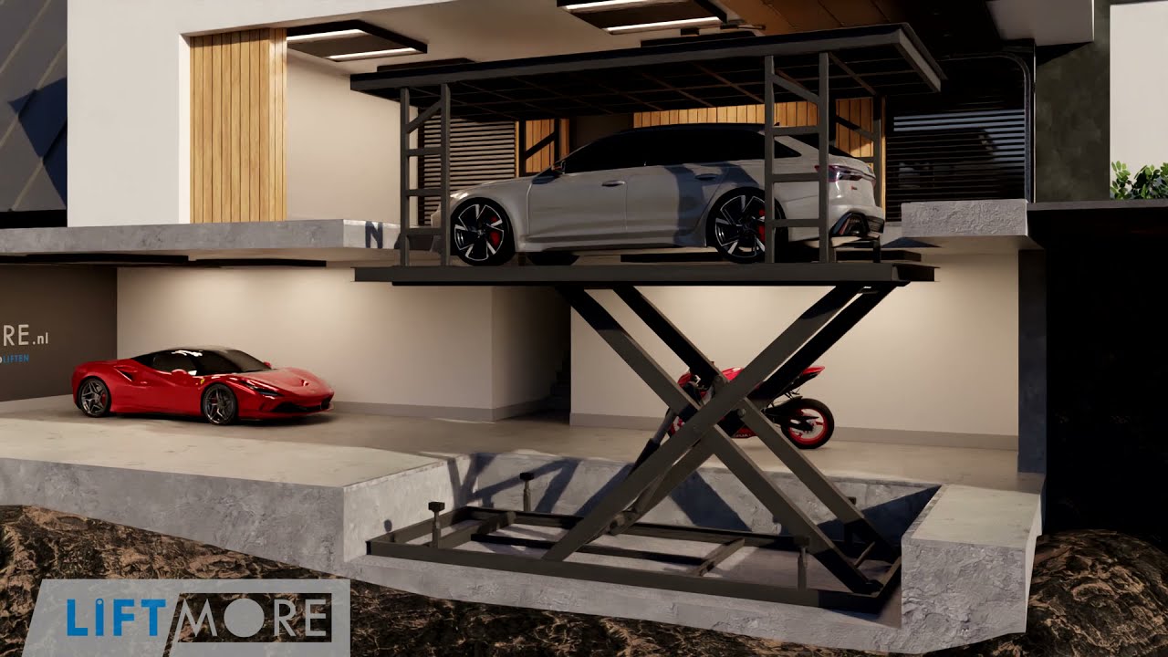 Telescopic double deck car lift - LiftMore Autoliften