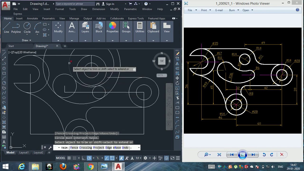 2D drawing for practice in autocad2020