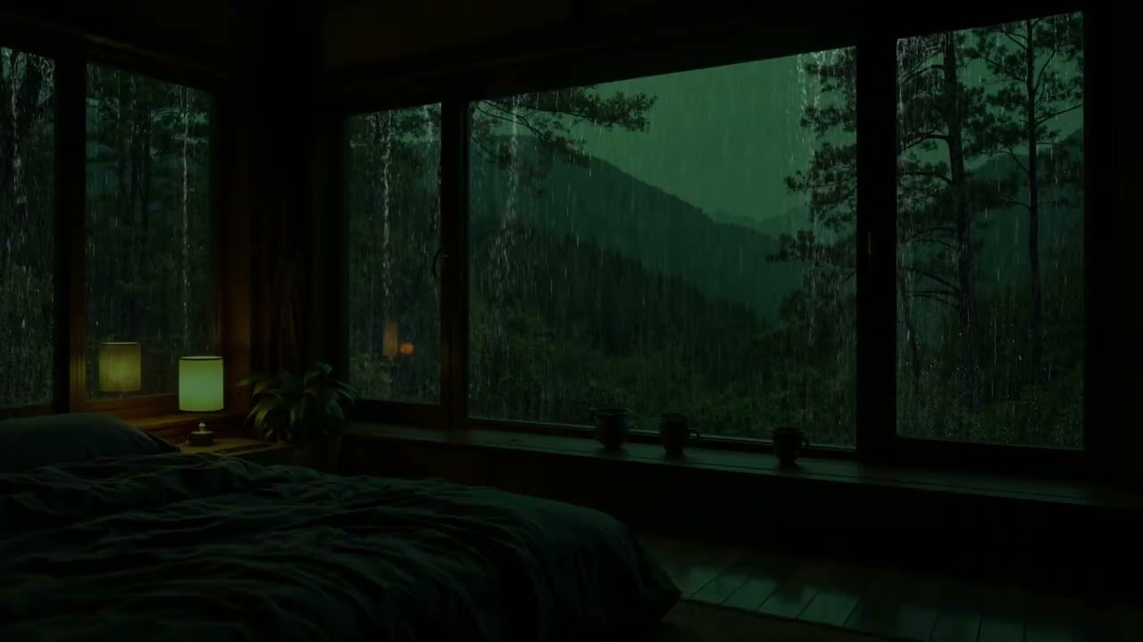 Night Rain Sounds in the Deep Mountains 🌧 (No Ads) | Dark Bedroom Stillness for Deep Sleep