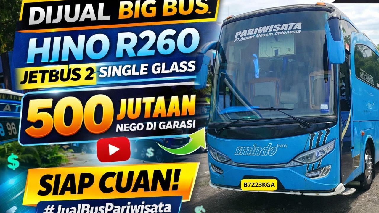 Jual Big Bus Hino R260 2013  Adiputro Jetbus 2 Single Glass  425 Juta Nego