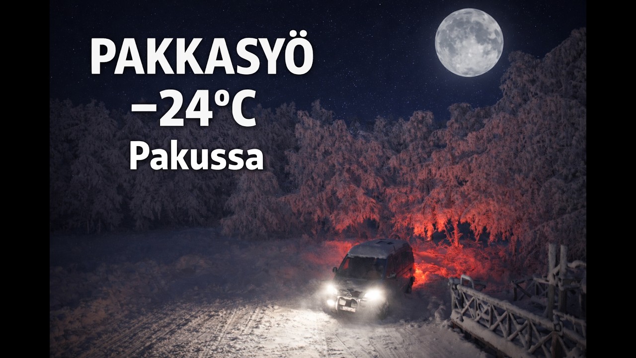 Retkipakulla –24°C pakkasyöhön Varjakassa | Kuutamo & drone