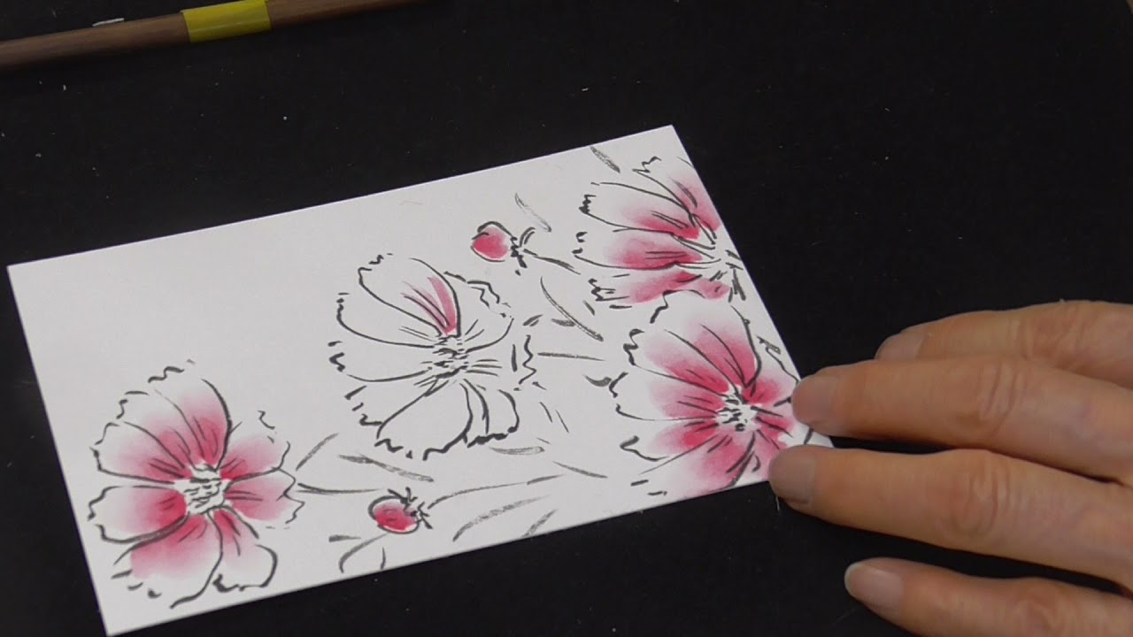 絵手紙入門　楽しく簡単に四季を描こう　コスモスと驚き