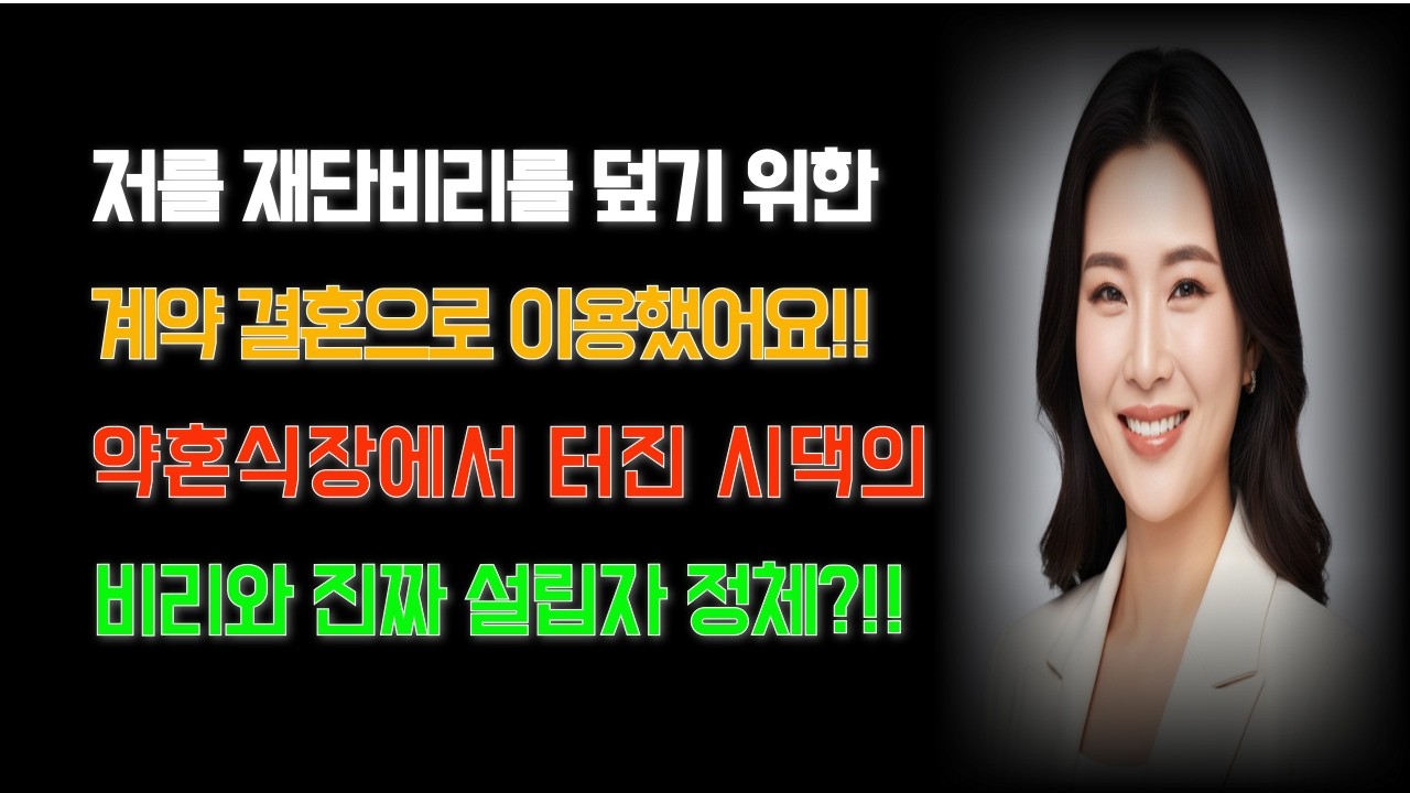 저를 재단비리를 덮기 위한 계약 결혼으로 이용했어요!! 약혼식장에서 터진 시댁의 비리와 진짜 설립자 정체?!!