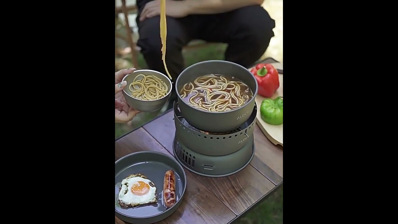 Outdoor Cooking Pot Set ALOCS CW-C05 Camping Portable Easy Storage Picnic