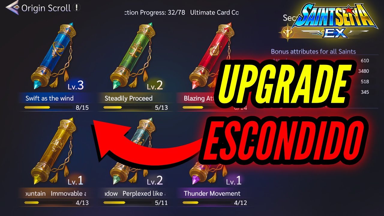 COMO UPAR SEUS PERGAMINHOS E DICA DE FARM BÔNUS - SAINT SEIYA EX