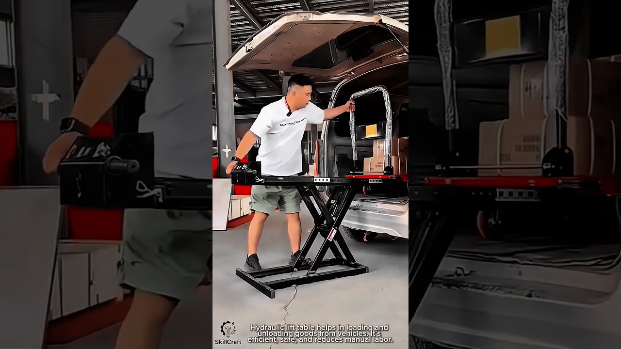 Work tool hydraulic lift table for fast cargo loading