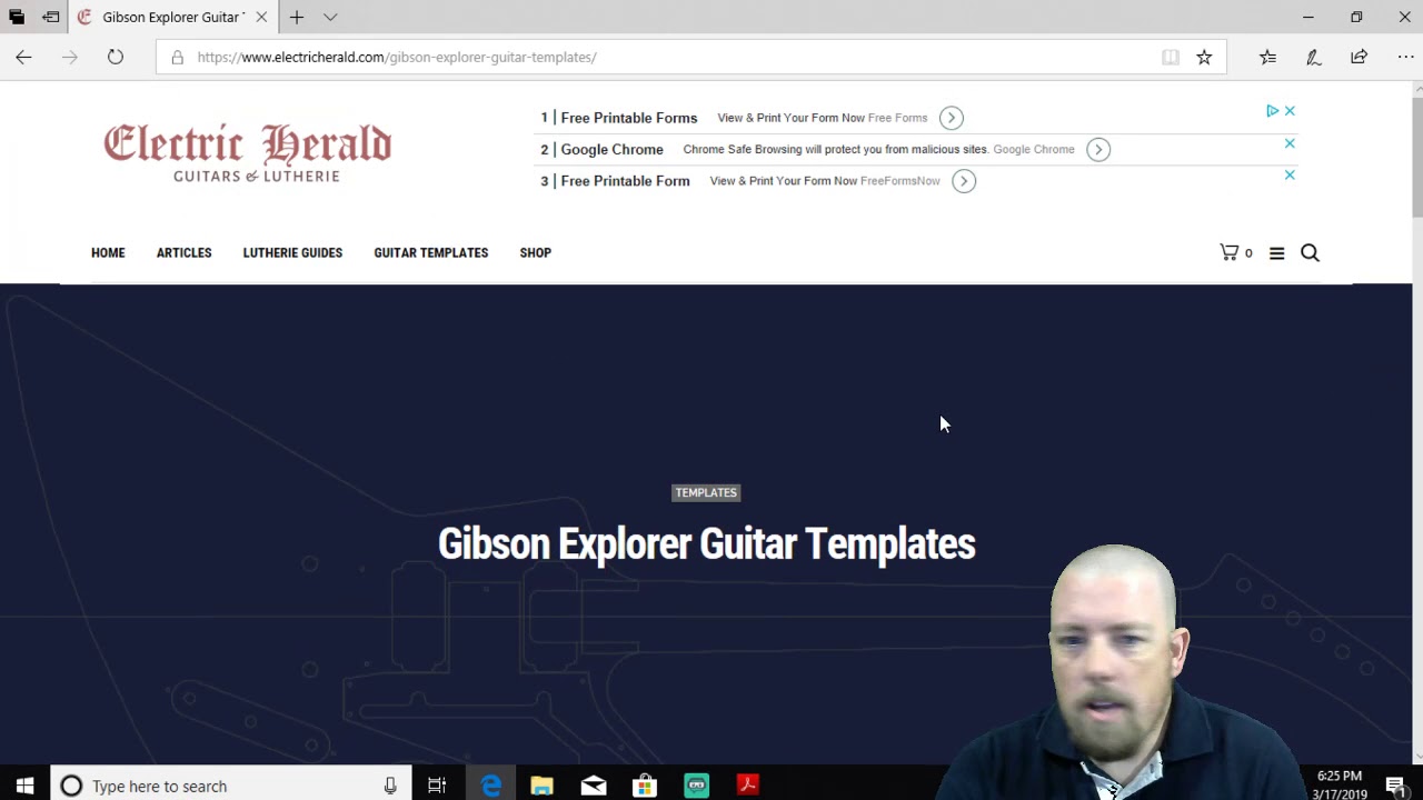 Custom Gibson Explorer Build Ep. 1:  Printing out your template