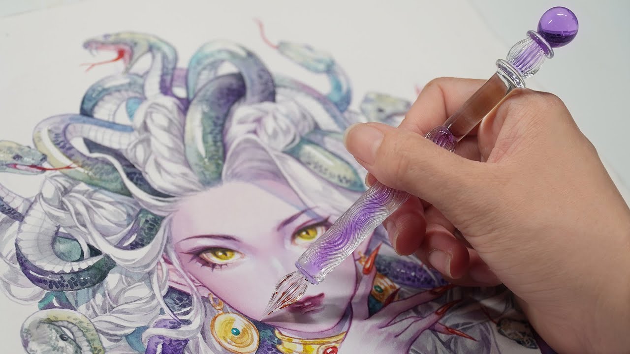 Drawing MEDUSA with Glass Pen | Huta Chan