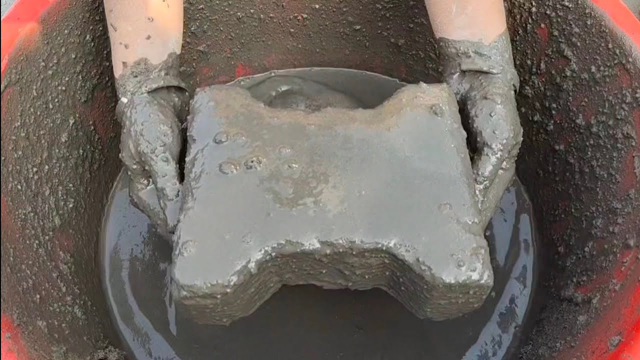 | ASMR | Interlock Tiles | Charcoal sand | cement crumbling in lots of water | ASASMR | Satisfying |