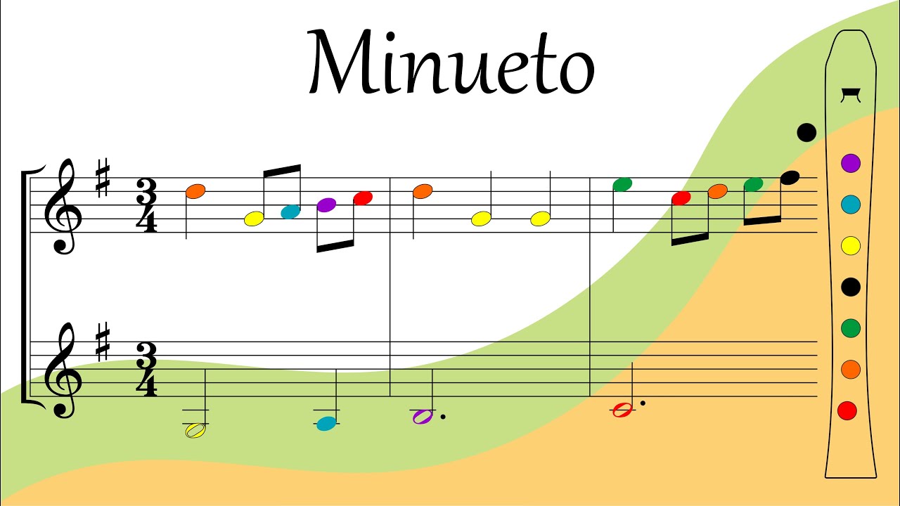 Minueto - Flauta doce - Partitura colorida