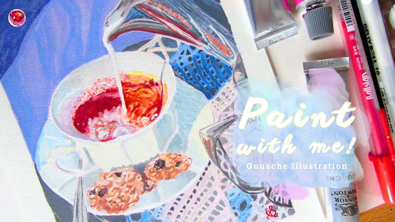 Cute gouache illustration / Cozy art video / Paint with me / Relaxing painting process