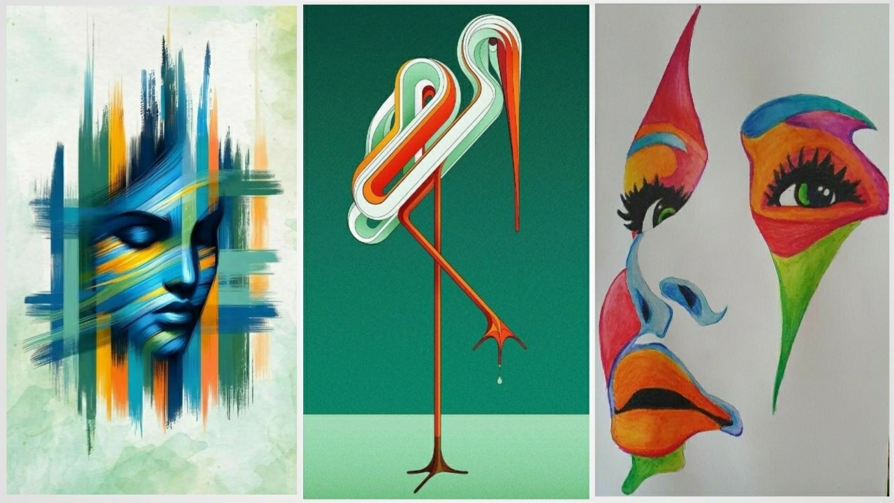 Abstract Art From Sketch to Stunning Artwork 🎨 | Creative Transformation Process