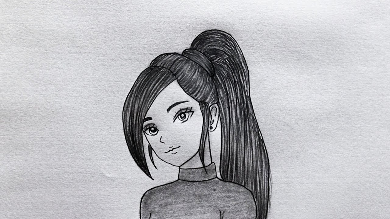 How to Draw a Beautiful Girl with Pencil | Cute Anime Style Girl Drawing Tutorial Easy