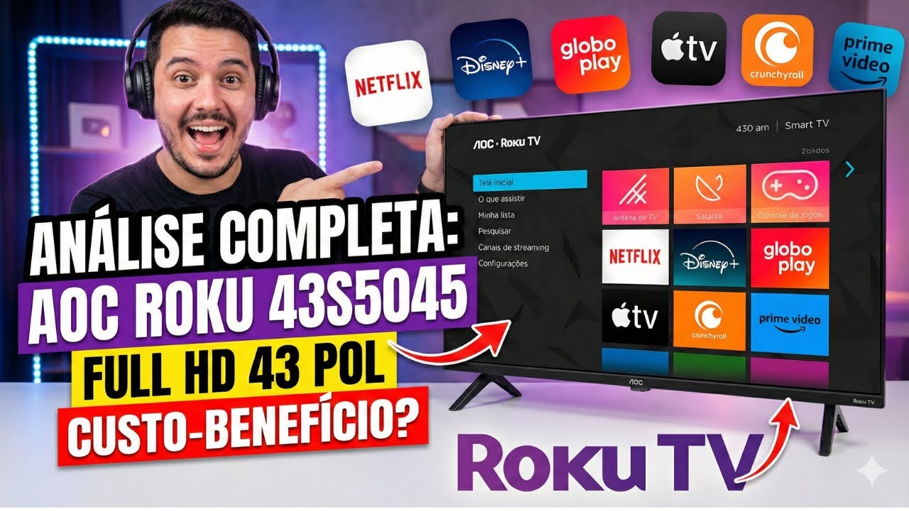 Smart TV AOC Roku 43” Full HD Vale a Pena ? Review Completo da 43S5045 | Melhor Custo-Benefício ?