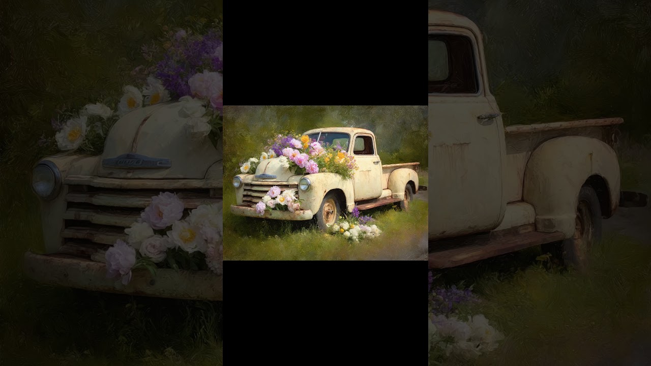 Rustic Bloom Digital Wall Art &mdash; Vintage Truck Floral Prints for Farmhouse Decor