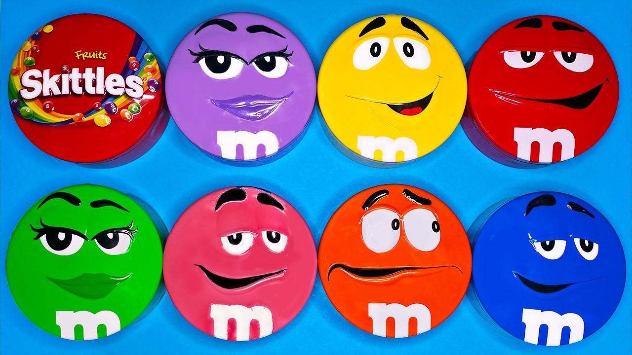 Satisfying Video | Delightful Unpacking Bright Tins with Vibrant Skittles and Yummy M&M'S Candy ASMR