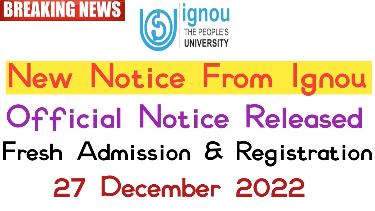 Ignou Important Notification Released For Jan 2023 Admission Session | Dated 27 Dec 2022